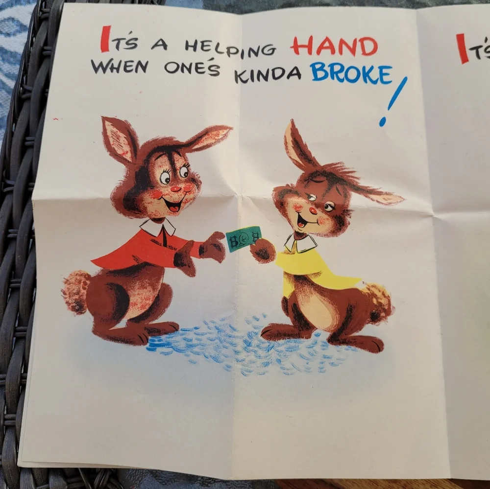 Vintage Get Well Soon fold open greeting card